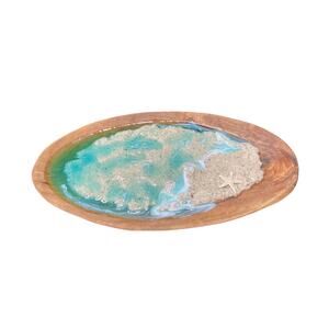 Wooden Ocean Waves Trinket Tray With Real Sand and Starfish